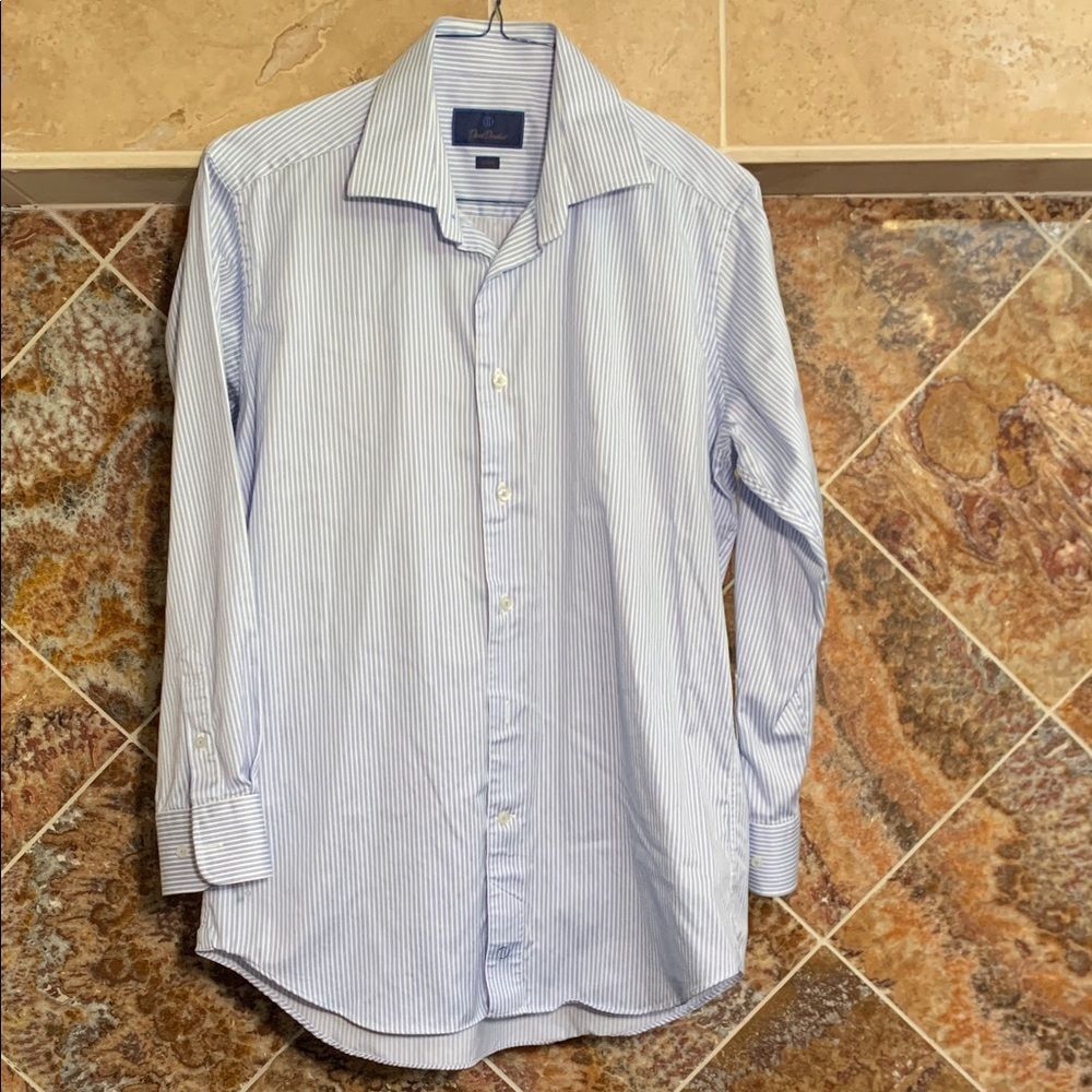 EXECUTIVE LUXURY | David Donahue Trim Fit Fine Stripe Dress Shirt - 16.5 32/33